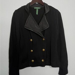 Vintage RALPH LAUREN Women's Double Breasted, Gold Button, Blazer Cardigan Black